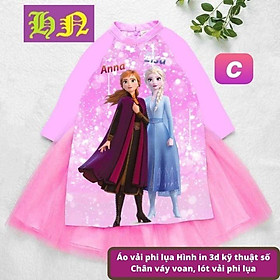Áo dài cách tân bé gái hình công chúa - Elsa - Pony từ 12-42kg. Áo dài tết - Vải phi lụa, váy ren - Hương Nhiên - Mẫu C,11: 31-33kg
