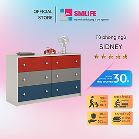 Tủ phòng ngủ gỗ hiện đại SMLIFE Sidney | Gỗ MDF dày 17mm chống ẩm | D120xR40xC70cm