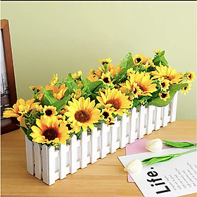 Mua Cây hoa giả  giỏ hoa hàng rào gỗ 50cm cắm sẵn nhiều mẫu trang trí ban công  tiểu cảnh  nhà hàng  văn phòng công ty xanh tươi HR-501