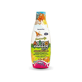 NaturesPlus Animal Parade Source of Life Children's Liquid Multivitamin - Tropical Berry Flavor - 30 fl oz - Whole Food Supplement - Vegetarian, Gluten-Free - 60 Servings