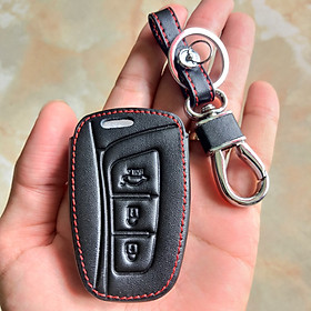 Bao da Chìa Khóa ô tô kèm móc khóa Xe Hyundai SantaFe 2013-2018 loại 3 nút Mẫu Chìa Thông Minh