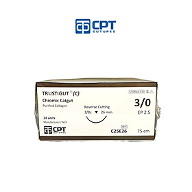 Chỉ phẫu thuật tự tiêu tan chậm CPT Trustigut C Chromic Catgut số 3 0 -