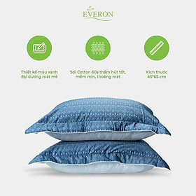 Mua Vỏ gối cao cấp Everon Cotton Satin họa tiết xanh EPC22047 nhiều kích thước(Giá cho 1 sản phẩm)