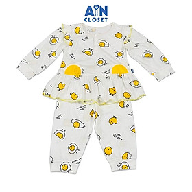 Bộ quần áo Dài bé gái họa tiết Trứng Lười Thun cotton - AICDBGMOXU40 - AIN Closet