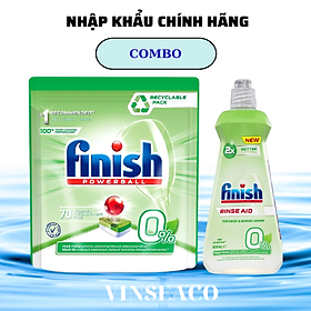 Combo Viên rửa bát Finish eco 70 viên + Nước làm bóng finish eco 400ml