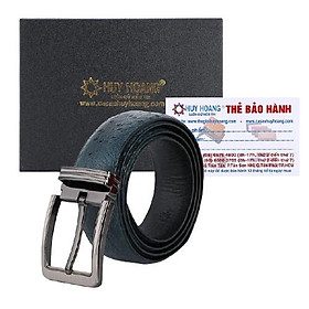 Dây nịt nam da đà điểu Huy Hoàng bản lớn da hột đầu kim màu xanh đậm HC4455