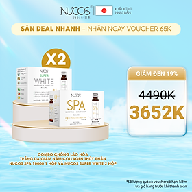 Combo chống lão hóa trắng da giảm nám Collagen thủy phân Nucos Spa 10000 1 hộp và Nucos Super White 2 hộp