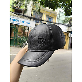 Mũ lưỡi trai nam da bò dập nổi BHY2023 Nón nam da thật có che tai. Phom cứng vừa vòng đầu 56-60cm