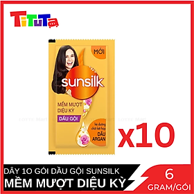 Dầu gội Sunsilk Mềm mượt diệu kỳ (Vàng) Dây 10 gói