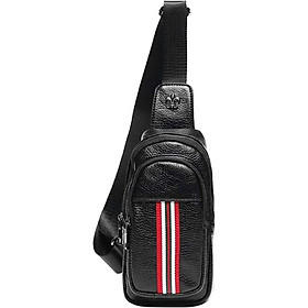 Street Trend Chest Bag Pu Leather Cross Body - Black
