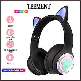 Mua Tai Nghe Bluetooth Tai Mèo Phát Sáng Teement  Tai Nghe Không Dây  Tai Nghe Chụp Tai Bluetooth 5.3  Đèn Led Và Âm Bass Mạnh Mẽ - Hàng Chính Hãng