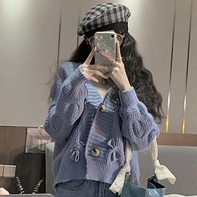 Áo khoác cardigan nữ dáng ngắn áo khoác len dệt kim xinh xắn