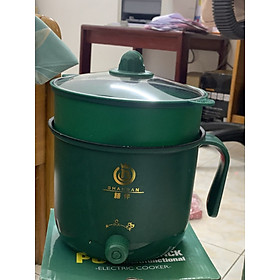 Hình ảnh Nồi Lẩu Mini, Ca Nấu Mì Nấu Cơm Đa Năng Có Tay Cầm 1,8L - Nồi Lẩu Điện 2 Nấc Nhiệt Kèm Giá Hấp Siêu Hot (Xửng hấp= nhựa)