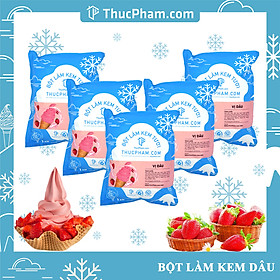 [ĂN BAO GHIỀN❤️] Combo 5 Gói Bột Làm Kem Tươi ThucPham.Com Vị Dâu - Túi 1kg - Được Chứng Nhận HTQL An Toàn Thực Phẩm ISO 22000:2018