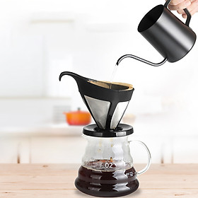Pour Over Coffee Maker Set Kit Includes 350ml Gooseneck Kettle 600ml Coffee Dripper Brewer 30PCS V-Shaped Paper Coffee