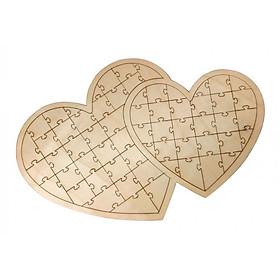 Creative Double Heart Shape Puzzle Jigsaw Guest Book Wedding Decor 61 Pieces