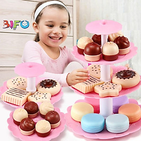 Đồ chơi cắt bánh sinh nhật 3 tầng 23 chi tiết mô phỏng bánh Macarons bánh quy đồ chơi cho trẻ em