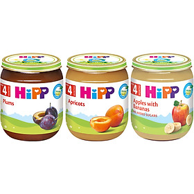Combo 3 Dinh Dưỡng Đóng Lọ HiPP Mận Tây - Chuối Táo - Mơ Tây (125g/Lọ)