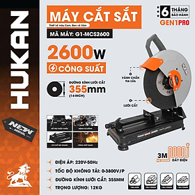 MÁY CẮT SẮT 355MM 2600W G1-MCS2600 HUKAN -HÀNG CHÍNH HÃNG