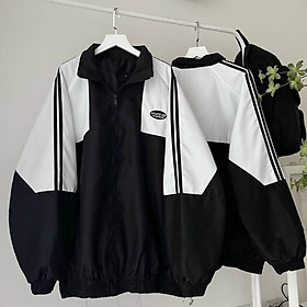 Hình ảnh Áo khoác dù nữ 2 lớp dày dặn full zip phối màu in chữ What phối sọc tay cực đẹp