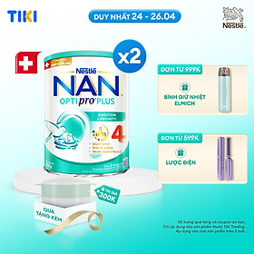 Bộ 2 lon Sữa bột Nestlé NAN OPTIPRO PLUS 4 800g/lon với 5HMO Giúp tiêu hóa tốt & Tăng cường đề kháng + Tặng Bộ xửng hấp 2 ngăn Inochi (Bé 2-6 tuổi)