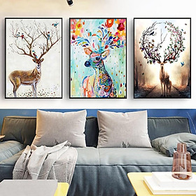 Mua Tranh treo tường Canvas trang trí hươu 2 50x70cm ( kèm theo khung )