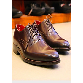 >> SO SÁNH GIÁ GIÀY TÂY PATINA | Shopee Lazada Sendo Tiki 6 Giày tây patina da bò ý nhập cao cấp lót da siêu mềm màu nâu