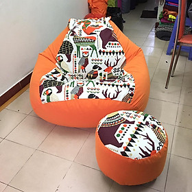Mua Ghế lười đa năng dáng lê  vải canvas mix màu  họa tiết thú size M    VỎ / LÓT / XỐP