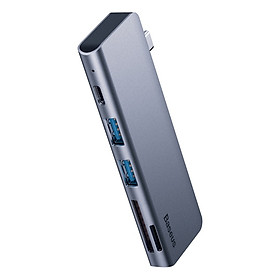 Baseus -BaseusMall VN Bộ Hub chuyển đổi 5 trong 1 Baseus Harmonica Type C to USB 3.0, TF/SD, Type C PD Adapter (Hàng chính hãng)