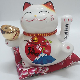 Mua Quà tặng Mèo Thần Tài vẫy tay và ôm thỏi vàng 15*15 cm