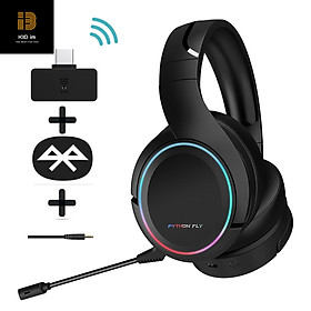 Mua Tai nghe Gaming Không Dây PYTHON FLY X6 PRO wireless 2.4G  Mic linh hoạt và có thể tháo rời cho Mobile  laptop  PC  PS4  PS5  Switch  Xbox  2.4G Type-C dongle -LED RGB đen - Hàng Chính Hãng