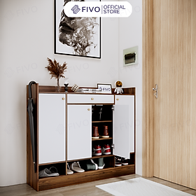 Mua Tủ Kệ Giày Gỗ Chống Ẩm Cao Cấp FIVO FS52 Có Cửa  Ngăn Chứa Trong Tủ Lớn  Mặt Tủ Rộng Rãi  Kèm Hộc Tủ Ngang Giúp Đựng Vật Dụng Thường Dùng (Chìa Khóa  Găng Tay...) - Ngang 120cm