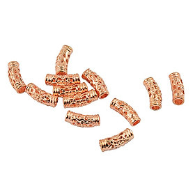 12 Pieces 17x6mm Fashion Curved Rose Gold Cube Spacer Beads Charms Jewelry Tube Beads For Jewelry Making DIY Bracelet Necklace Accessories