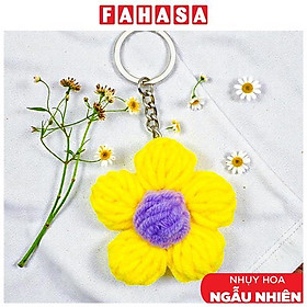 Móc Khoá Len Hoa Đậu - Màu Vàng (Nhụy Hoa Màu Ngẫu Nhiên)