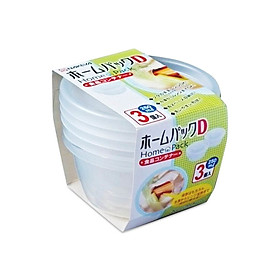 Bộ 3 hộp nhựa đựng thực phẩm tròn 250ml - Hàng nội địa Nhật Bản