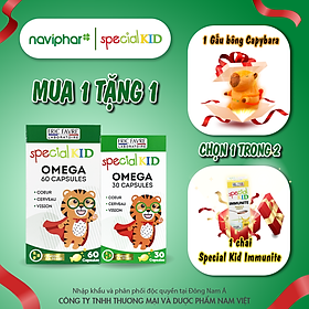 [Hộp 60 viên] Viên nang Special Kid Omega Capsules - Hỗ trợ hệ thần kinh, tăng khả năng tập trung và trí nhớ, nâng cao thị lực, tốt cho tim mạch của trẻ