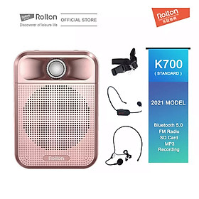 Mua Máy Trợ Giảng Đa Chức Năng Rolton K700 Model 2021 (Sử Dụng Micro Có Dây Và Không Dây) Với Hệ Thống Loa Kép 5W - Hỗ Trợ Bluetooth 5.0 - Tích Hợp Radio - Nghe Nhạc MP3 - Thu Âm Lưu Trữ Qua Thẻ SD Card - Hàng Chính Hãng