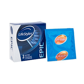 Bao cao su kéo dài thời gian quan hệ LifeStyles Epic có gai sản phẩm 2 trong 1 làm từ cao su thiên nhiên chất lượng cao cấp ( 3 Bao / Hộp ) - Xuất xứ Úc ( Hàng Chính Hãng )