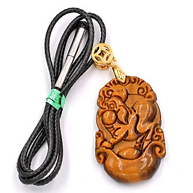 Vòng Cổ Tuổi Hợi - Đá Mắt Hổ 3.6cm DEMHCG6 - Dây Đen