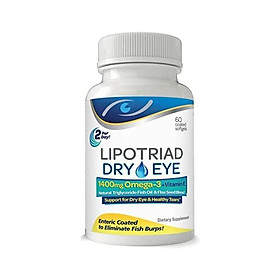 Lipotriad Dry Eye Formula - 1400mg Omega-3 Supplement – With Natural Triglyceride Fish Oil + Organic Flax Seed and Vitamin E - Support for Natural Tear Production