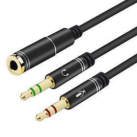 Cáp Chia Jack Chữ Y M4 1 Đầu Cái 3.5mm Ra 2 Đầu Đực 3.5mm Đen