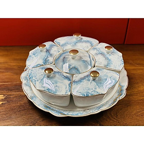 Mua KHAY ĐỰNG MỨT TẾT BẰNG SỨ XƯƠNG CAO CẤP PHONG CÁCH CHÂU ÂU SANG TRỌNG VÂN RẠN XANH