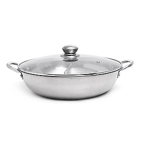 Nồi Lẩu Inox 2 Ngăn Nắp Kính 30cm