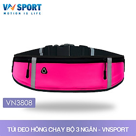 Túi Đeo Hông Chạy Bộ, Đạp Xe, Dã Ngoại VNSPORT - VN3808, Túi Cao Cấp Chống Thấm Nước , Có 3 Ngăn Riêng Biệt Và Có Phản Quang, Thể Thao Và Rất Đẹp Cho Cả Nam Và Nữ - Hồng