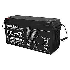 Acquy Ecotek Hàng chính hãng 12V150Ah model ECT-UP12150VA18,12V150AH, acquy khô kín khí không cần bảo dưỡng, chuyên dụng cho UPS và điện năng lượng mặt trời, Bảo hành tối thiểu 12 tháng, đã được mua bảo hiểm lên đến 2.000.000 USD