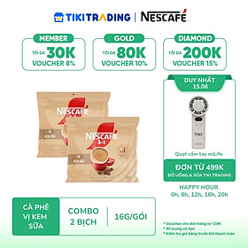 Combo 2 Bịch Cà phê hòa tan NESCAFÉ 3IN1 VỊ KEM SỮA Bịch 24 gói ĐẬM VỊ SỮA, CHUẨN CÀ PHÊ