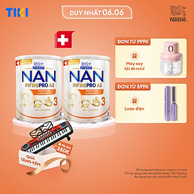 Bộ 2 Lon Sữa bột NAN INFINIPRO A2 800g Thụy Sĩ 3 với đạm quý A2 tiêu hóa tốt sau 7 ngày và 6HMO tăng cường đề kháng (2 - 6 tuổi)