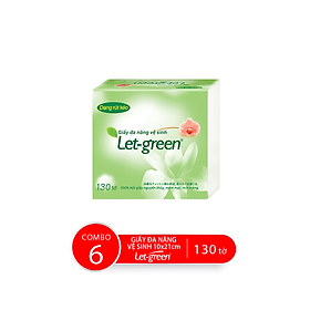 Combo 6 Bao Giấy Vệ Sinh Đa Năng LET-GREEN 10*21cm, 130 Tờ/Bao