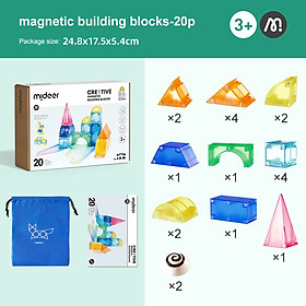 Đồ chơi xếp hình nam châm ánh sáng hình khối - Mideer Creative Magnetic Building Blocks - Dành cho bé từ 3 tuổi