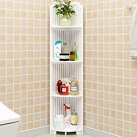 KỆ GÓC KGT01 - KỆ GÓC 4 TẦNG BẰNG GỖ MÀU TRẮNG HỌA TIẾT HOA ĐƠN